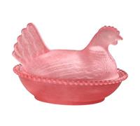 Bol à bonbons avec couvercle en forme de poule sur le nid de cristal rétro - Décoration de table pour la maison et la cuisine