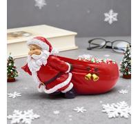 Bol à bonbons de Noël, support de plat de Père Noël, figurine de Père Noël en résine avec sac à bonbons, bol décoratif de vacances pour bonbons, noix, collation, dessert, décoration de table