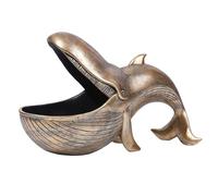 Bol à bonbons en forme de baleine - Décoration en résine, statue d'animal, sculpture rustique | Bol décoratif en forme de baleine avec ouverture ouverte, clé et porte-collation pour entrée, console
