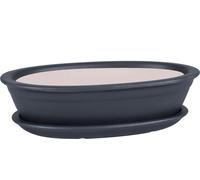 Bol à bonsaï en céramique avec soucoupe 45 cm Pot à bonsaï ovale noir