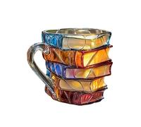 Bol à Céréales du Petit Déjeuner,Tasse à Thé Fait Main en Forme de Livre 3D Coloré - Accessoire de Cuisine, Poignée Ergonomique pour Bibliothécaire et Amateur de Lecture