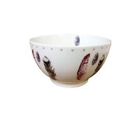 Bol à céréales en Céramique blanc Plumes boho 13 cm