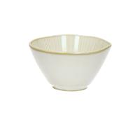 Bol à céréales en porcelaine blanc, rainures, glaçage réactif - Pomax, Mysa - Ø12x7 cm