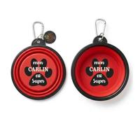 Bol à Chien rétractable Rouge - Mon Carlin est Super | Diamètre 18 cm