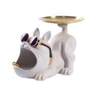 Bol à Clés,Cendrier Bijou Bulldog - Statue Bulldog en Résine Drôle Mignon Esthétique, Boîte de Rangement pour Plan de Travail Cuisine Table d'Entrée Salon Maison Décoration
