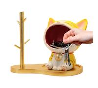 Bol à Clés pour Table d'Entrée Statue Chat Debout Sculpture Figurine