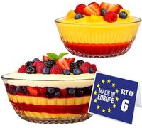 Bol à Dessert en Verre Set 6, 215 ml 100 % SANS PLUMBO Bols en Verre, Tasse à Dessert, Bol de Plongée, Snack Sauces Bonbon, Bols à Fruits, Saladier