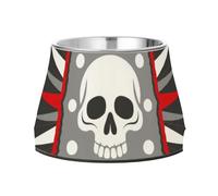 Bol à eau antidérapant en acier inoxydable pour chiens à alimentation lente avec tête de mort, chauve-souris, rouge et gris