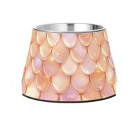 Bol à eau en acier inoxydable antidérapant en forme d'écailles de poisson or rose pour animaux de compagnie