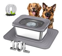 Bol à eau flottant en acier inoxydable Blinkit 210-1 / Bol de base pour chien, conception carrée de grande capacité, structure de barrage d'eau anti-éclaboussures + grand tapis antidérapant, convient