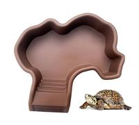 Bol à eau pour tortue | Plat de nourriture pour reptiles avec rampe, décoration antidérapante, plates-formes d'aménagement paysager pour ermite, crabe, serpent, lézard, gecko