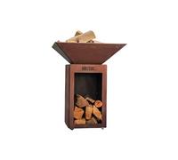 Bol à feu AUVERGNAT Simple Cuve Corten - Carré - Avec rangement bois - Design pratique et esthétique pour des soirées chaleureuses en extérieur