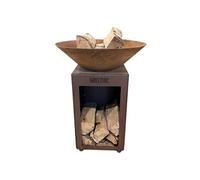 Bol à feu AUVERGNAT Simple Cuve Corten - Rond - Avec rangement bois - Idéal pour une ambiance conviviale