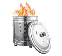 Bol à feu, puits de camping, brûleur à bois avec couvercle, brûleur à bois, rond résistant étincelles, résistant à la chaleur et intempéries avec couvercle à ordures résistant intempéries