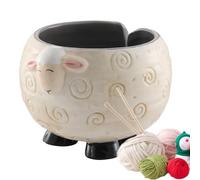 Bol à fil à tricoter - Porte-laine en céramique pour animaux avec fente pour l'alimentation du fil | Organisateur portable panda et mouton pour projets de crochet, décoration de salle de bricolage