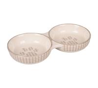 Bol À Flamingo Pour Chat Mylo En Céramique Double Beige/Blanc, NEUF