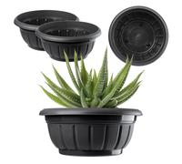KADAX Grand Pot de Fleur 38 cm, Plastique Résistant aux Intempéries, Jardinière Ronde pour Jardin, Balcon et Terrasse - Noir