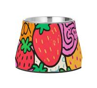 Bol à fraises coloré à pois pour chiens et chats en acier inoxydable pour petits chiens, moustache, fatigue, plato de comida para perros