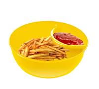 Bol à frites et à trempettes - Plat de service à céréales divisé anti-trempage | Assiette empilable avec section à tremper, bols à craquelins, plateaux divisés, bols à pour crème glacée, yaourt