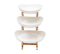 Bol à fruits 3 niveaux avec support, bol en céramique, assiette assemblée plusieurs, utilisé séparément, blanc, occasions appropriées, rassemblements, anniversaires, mariages, Ki