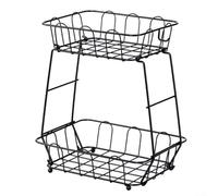 Bol à fruits à 2 niveaux, 34,5 x 29 x 21,5 cm, panier à légumes en métal pour comptoir de cuisine avec rangement spacieux et accès sans effort, convient pour un usage domestique