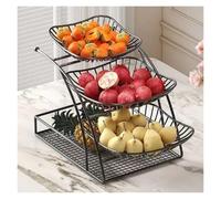 Bol à fruits à 3 niveaux - Panier à fruits et légumes - Support à fruits for comptoir de cuisine - Grand support de rangement de fruits en métal for fruits, légumes, collations, pains, doré(Black)