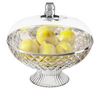 Bol à fruits avec couvercle, bol sur pied en plastique à bord argenté de 10, 2 pouces avec poignée de chat porte-bonheur, panier fruits avec trou drainage pour le stockage, le service et la décor