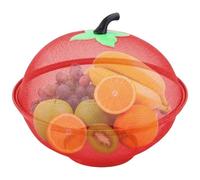 Bol à fruits avec couvercle, panier à fruits en treillis métallique de 11 pouces avec fond surélevé, panier nourriture élégant et fonctionnel pour la cuisine, bol rouge avec couvercle, avec, Frui