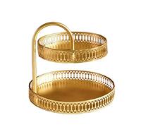 Bol à fruits, bol à fruits 2 niveaux en métal rond élégant assiette de fruits présentoir organisateur de cuisine bonbons dessert gâteau décor de fête plateau de rangement famille panier de fruits doré