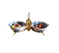 Bol à fruits Corbeille à fruits en métal, assiette à fruits, assiette à fruits à 2 grilles, assiette à fruits secs en céramique avec piédestal, plateau à collations, bonbons, noix, décoratif for la ma
