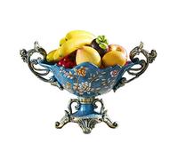 Bol à fruits Corbeille à fruits en métal, assiette à fruits, assiette à fruits bleue, assiette à fruits en résine avec pied haut, assiette à pâtisserie tendance de grande capacité, décoration de la ma