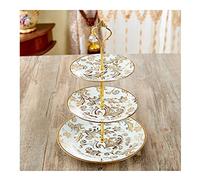 Bol à fruits Corbeille à fruits en métal, bol à fruits assiette à fruits, bol à fruits à trois couches assiette à fruits salon lumière luxe étagère à dessert en céramique multicouche collations de thé