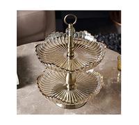 Bol à fruits Corbeille à fruits en métal, bol à fruits, assiette à fruits, bol à fruits nordique double assiette à fruits en verre cristal, maison moderne, salon, table basse, assiette à dessert europ