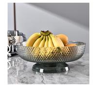 Bol à fruits décoratif sur pied, présentoir à desserts, support à vaisselle, panier à fruits for collations, pains de cuisine de ferme, collations, ornements de maison, 26 cm, gris(Gray)