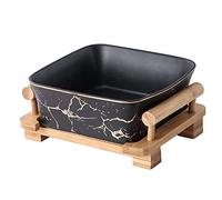 Bol à fruits en céramique avec motif marbre du nord de l'Europe - Bol carré pour salade de fruits - Décoration de la maison - Assiette à fruits (chocolat)