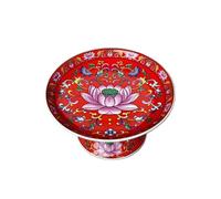 Bol à fruits en céramique émaillée pour plan de travail de cuisine, bol à fruits de style chinois, peint à la main, boîte de rangement de fruits, plateaux à fruits de style rustique (rouge L)