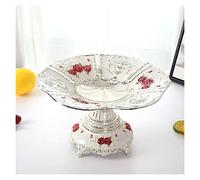 Bol à fruits en métal, assiette à fruits, assiette à fruits, gâteau rond vintage, assiette de fruits secs avec piédestal, plateau de rangement en alliage for collations, bonbons, noix, bol à fruits/pl
