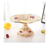 Bol à fruits en métal, assiette à fruits, assiette à fruits, gâteau rond vintage, assiette de fruits secs avec piédestal, plateau de rangement en alliage for collations, bonbons, noix, bol à fruits/pl