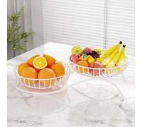 Bol à fruits en métal de style nordique avec options de grande et petite taille, plateau à goûter pour organiser les fruits et les friandises sur une table ou un comptoir (blanc)