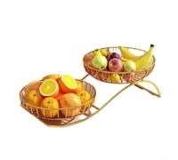 Bol à fruits en métal de style nordique avec options de grande et petite taille, plateau à goûter pour organiser les fruits et les friandises sur une table ou un comptoir (doré)