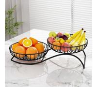 Bol à fruits en métal de style nordique avec options de grande et petite taille, plateau à goûter pour organiser les fruits et les friandises sur une table ou un comptoir (noir)