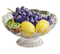 Bol à fruits en plastique décoratif sur pied, présentoir à desserts, support à vaisselle, panier à fruits for collations, pains de cuisine de ferme, collations, ornements de maison, gris(Transparent)