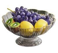 Bol à fruits en plastique décoratif sur pied, présentoir à desserts, support à vaisselle, panier à fruits for collations, pains de cuisine de ferme, collations, ornements de maison, gris(Gray)