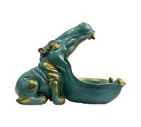 Bol à fruits en résine en forme de statue d'hippopotame pour la maison, plat à bonbons, attrape-clés, décoration de table