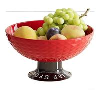 Bol à fruits haut de gamme avec base de drainage, plateau de collation de grande capacité pour cuisine, salle à manger, plat de service moderne pour fruits et noix (rouge)