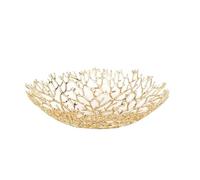 Bol à Fruits Moderne Modern Wedding Metal Golden Dry Fruit Plate Decoration Tray Hollow for Home(25x5.5cm)