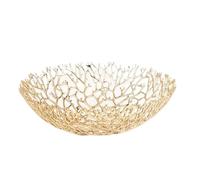 Bol à Fruits Moderne Modern Wedding Metal Golden Dry Fruit Plate Decoration Tray Hollow for Home(27.5x8cm)