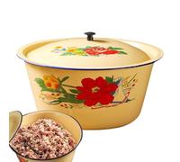 Bol à gâteau en émail avec couvercle | Bols à soupe, marmite végétarienne | Multifonctionnel pots de légumes émaillés Conteneur de bols à soupe pour riz, raamen, préparation