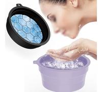 Bol à glace en silicone pour le visage, réutilisable, pliable et portable avec bac à glace intégré pour soulager les poches (violet)