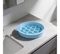 Bol à glace portable en silicone avec bac à glaçons intégré, design pliable pour bains de glace faciaux et refroidisseurs de boissons, gain de place et facile à nettoyer (bleu)